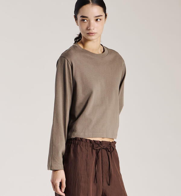 handvaerk「handvaerk | コットン クルーネック フレアスリーブ長袖Tシャツ WOMEN」|Tシャツ・カットソー|