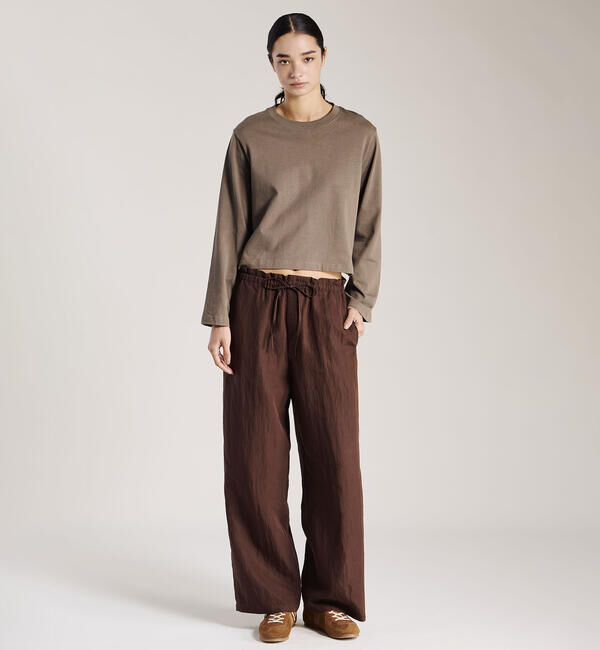 handvaerk「handvaerk | コットン クルーネック フレアスリーブ長袖Tシャツ WOMEN」|Tシャツ・カットソー|