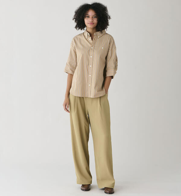 GYMPHLEX「Gymphlex | コットンタイプライター ストライプボタンダウンシャツ WOMEN」|シャツ・ブラウス|