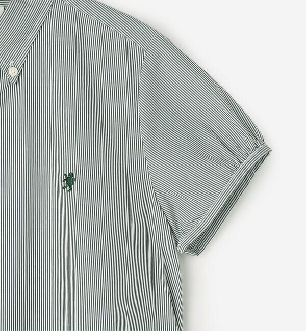  「Gymphlex | コットンストライプ フレンチスリーブシャツワンピース WOMEN」|ワンピース|