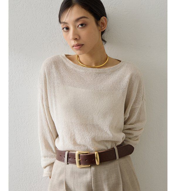  「ボートネックペーパーヤーンプルオーバー」|ニット・セーター|