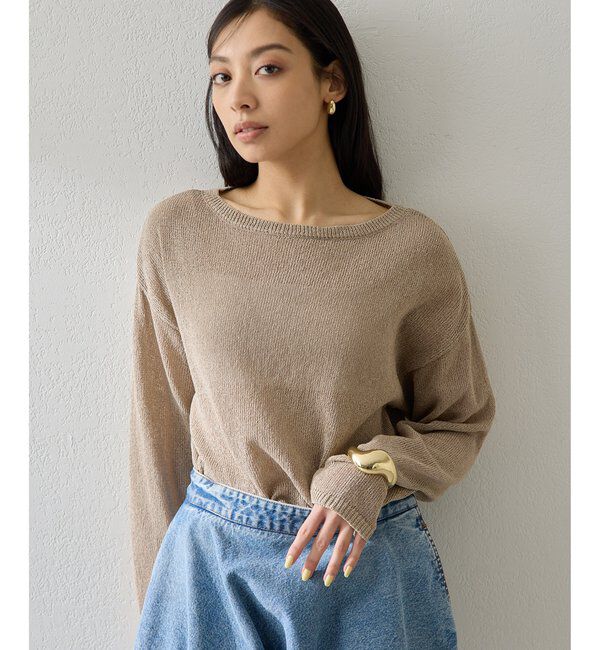  「ボートネックペーパーヤーンプルオーバー」|ニット・セーター|