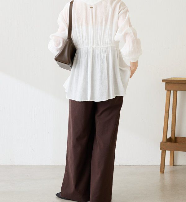  「ギャザー切替シャツカーディガン」|シャツ・ブラウス|