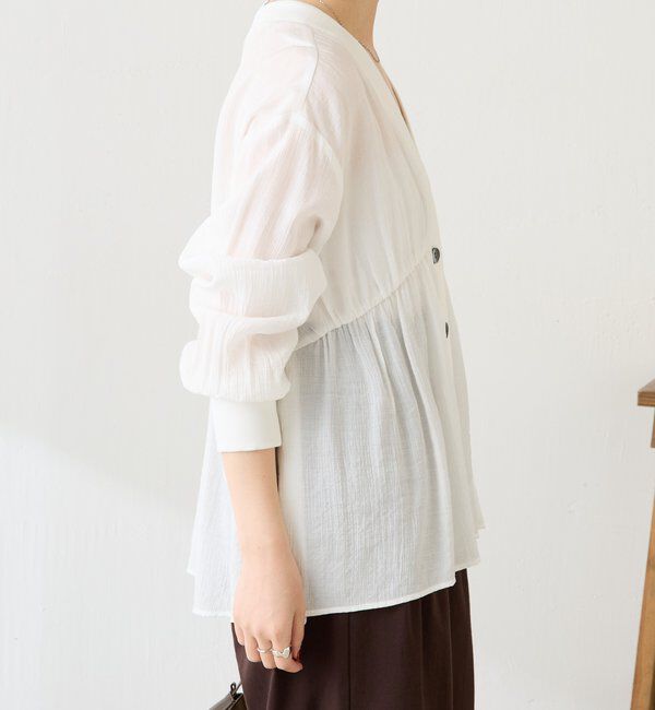  「ギャザー切替シャツカーディガン」|シャツ・ブラウス|