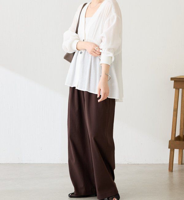  「ギャザー切替シャツカーディガン」|シャツ・ブラウス|