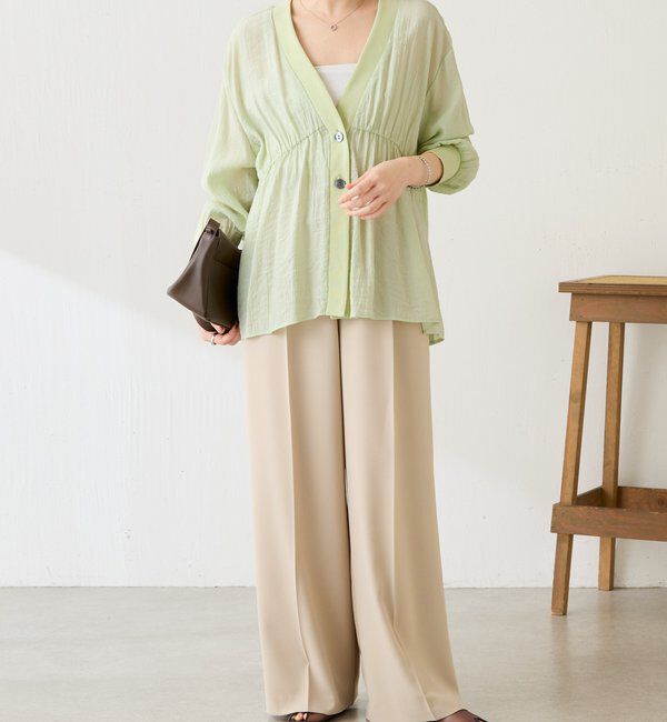  「ギャザー切替シャツカーディガン」|シャツ・ブラウス|
