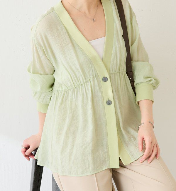  「ギャザー切替シャツカーディガン」|シャツ・ブラウス|