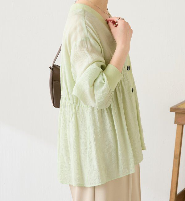  「ギャザー切替シャツカーディガン」|シャツ・ブラウス|