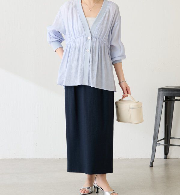  「ギャザー切替シャツカーディガン」|シャツ・ブラウス|