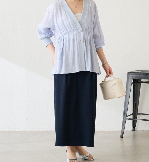  「ギャザー切替シャツカーディガン」|シャツ・ブラウス|