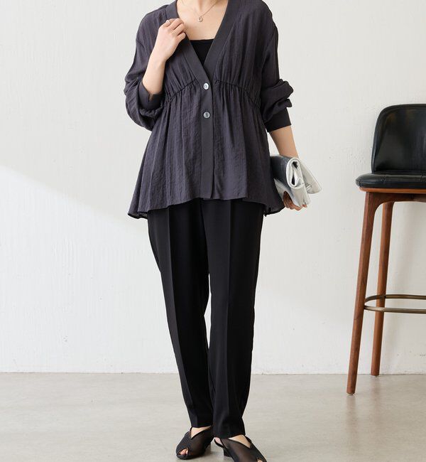  「ギャザー切替シャツカーディガン」|シャツ・ブラウス|