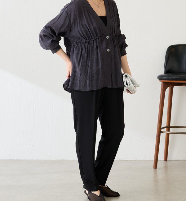  「ギャザー切替シャツカーディガン」|シャツ・ブラウス|