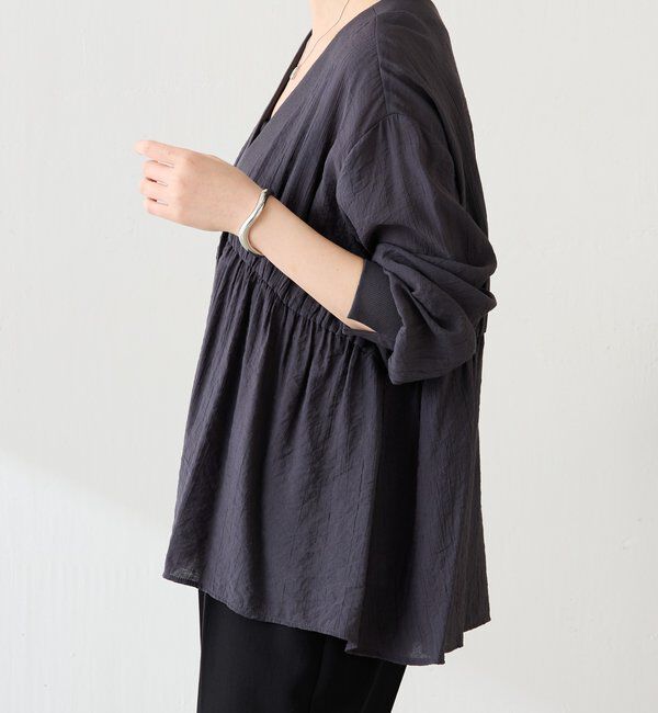  「ギャザー切替シャツカーディガン」|シャツ・ブラウス|