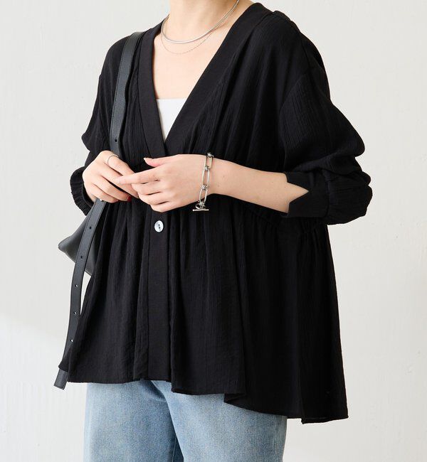  「ギャザー切替シャツカーディガン」|シャツ・ブラウス|