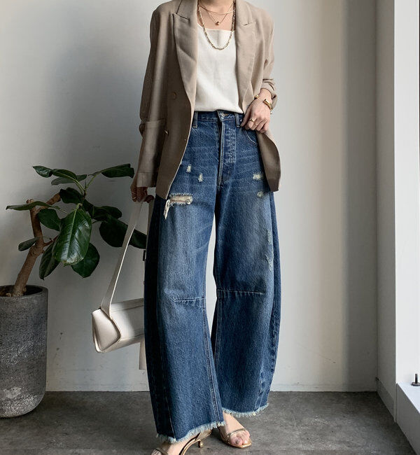  「【ベストセラーアイテム】ダメージカーブデニム」|デニム|