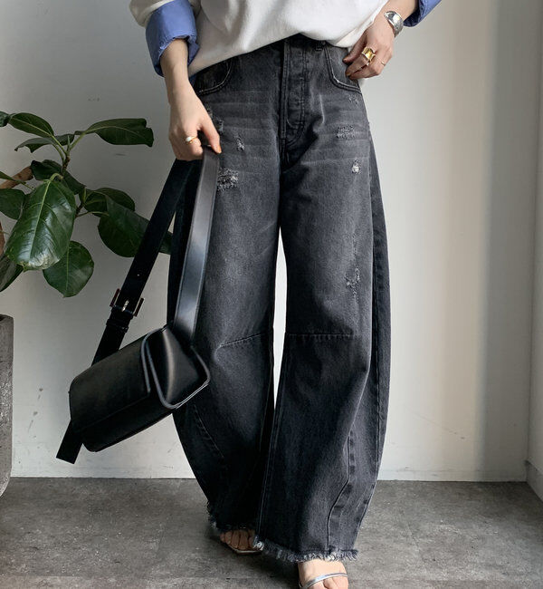  「【ベストセラーアイテム】ダメージカーブデニム」|デニム|