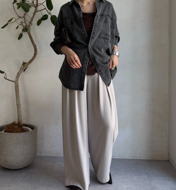  「【累計販売数3万枚突破/22色４サイズ展開！】タックワイドパンツ」|チノ|