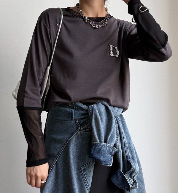  「DビジューロンTEE」|Tシャツ・カットソー|ダークグレー