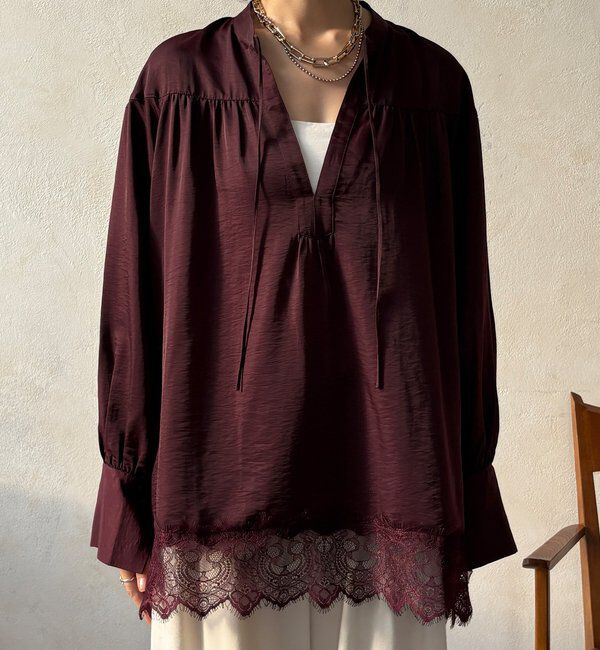  「レース切替チュニック」|シャツ・ブラウス|