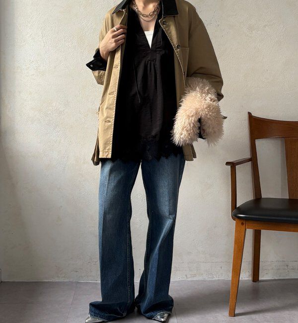  「レース切替チュニック」|シャツ・ブラウス|