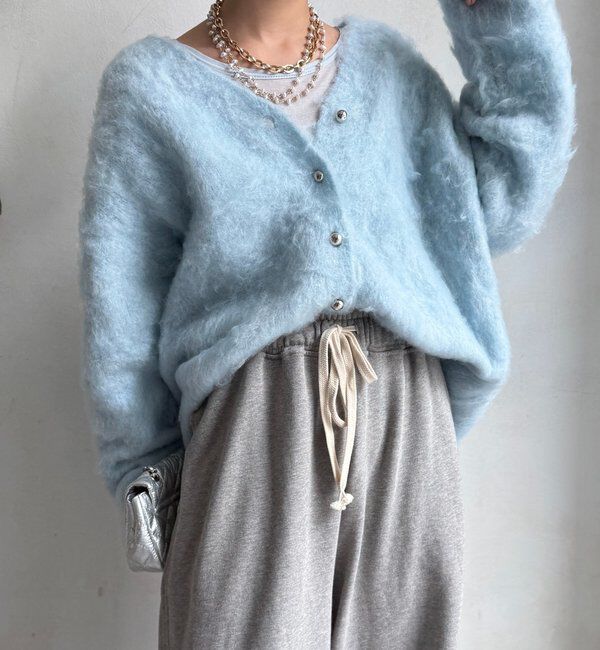  「ブラッシュ加工シルバーボタンカーディガン」|カーディガン|ミント