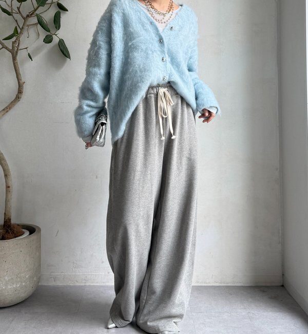  「ブラッシュ加工シルバーボタンカーディガン」|カーディガン|