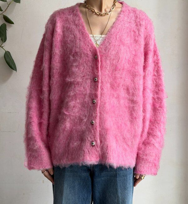  「ブラッシュ加工シルバーボタンカーディガン」|カーディガン|