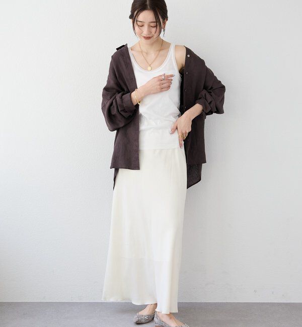  「【フェミニンなムードを演出】チュールリブタンクトップ」|キャミソール|