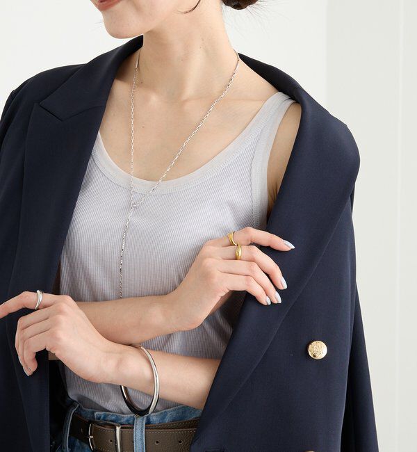  「【フェミニンなムードを演出】チュールリブタンクトップ」|キャミソール|