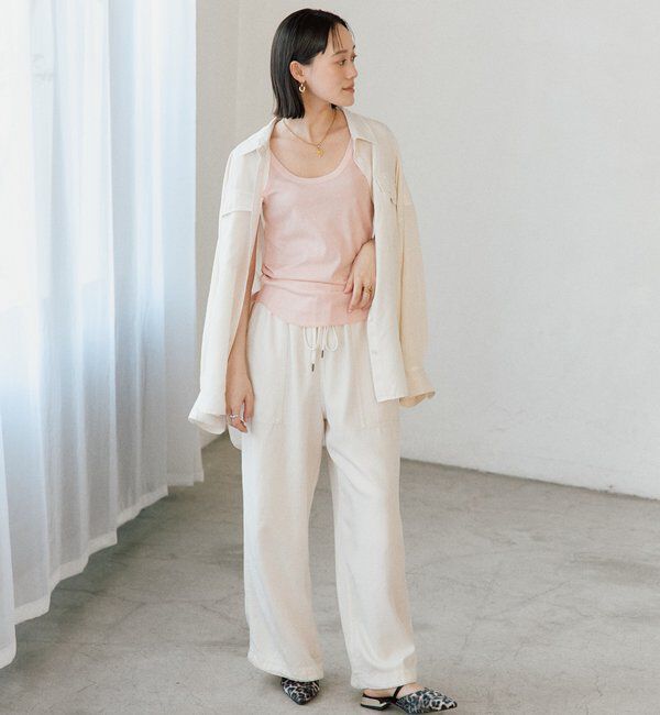  「【フェミニンなムードを演出】チュールリブタンクトップ」|キャミソール|