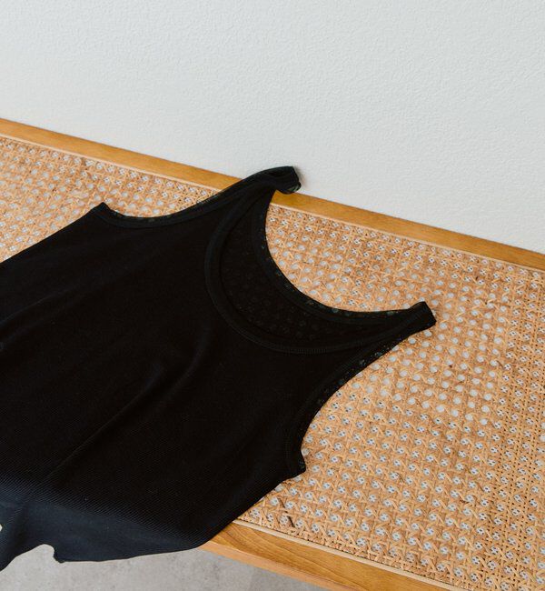  「【フェミニンなムードを演出】チュールリブタンクトップ」|キャミソール|