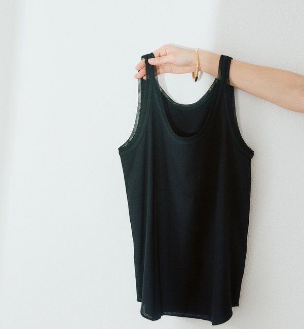  「【フェミニンなムードを演出】チュールリブタンクトップ」|キャミソール|