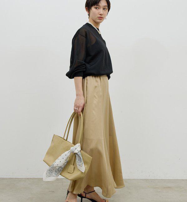  「【楽ちん&times;エレガント】【セットアップ対応】キュプラフレアスカート」|スカート|