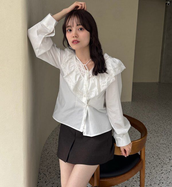  「【@lily.s_y企画】Vフリルシェイプブラウス」|シャツ・ブラウス|