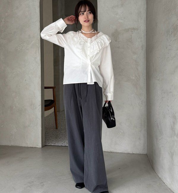  「【@lily.s_y企画】Vフリルシェイプブラウス」|シャツ・ブラウス|