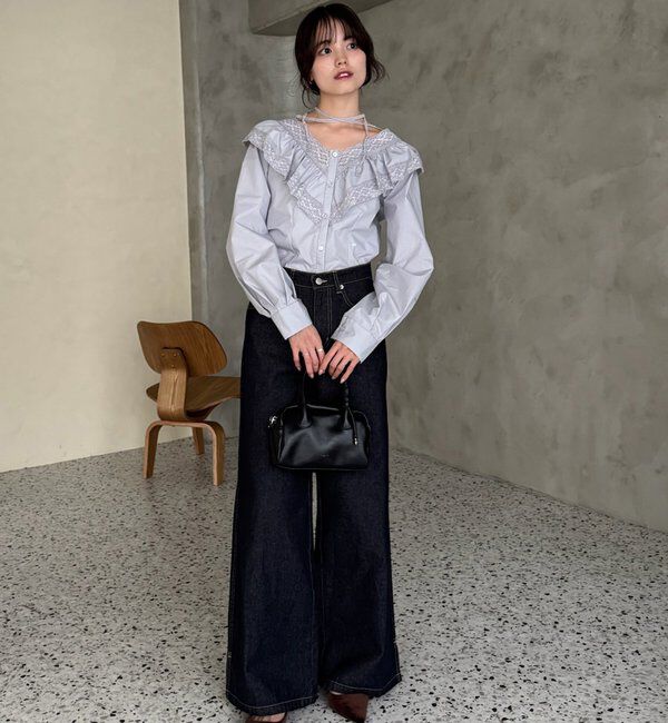  「【@lily.s_y企画】Vフリルシェイプブラウス」|シャツ・ブラウス|