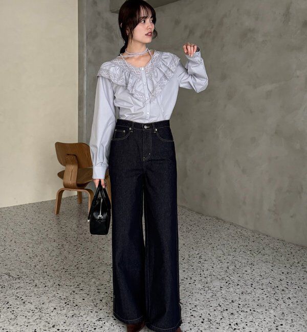  「【@lily.s_y企画】Vフリルシェイプブラウス」|シャツ・ブラウス|