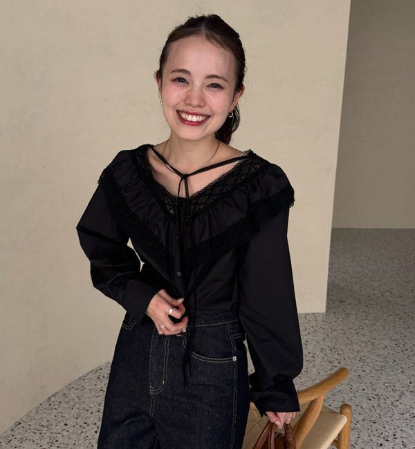  「【@lily.s_y企画】Vフリルシェイプブラウス」|シャツ・ブラウス|