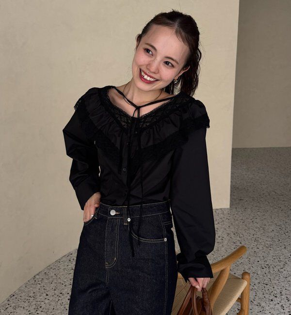  「【@lily.s_y企画】Vフリルシェイプブラウス」|シャツ・ブラウス|