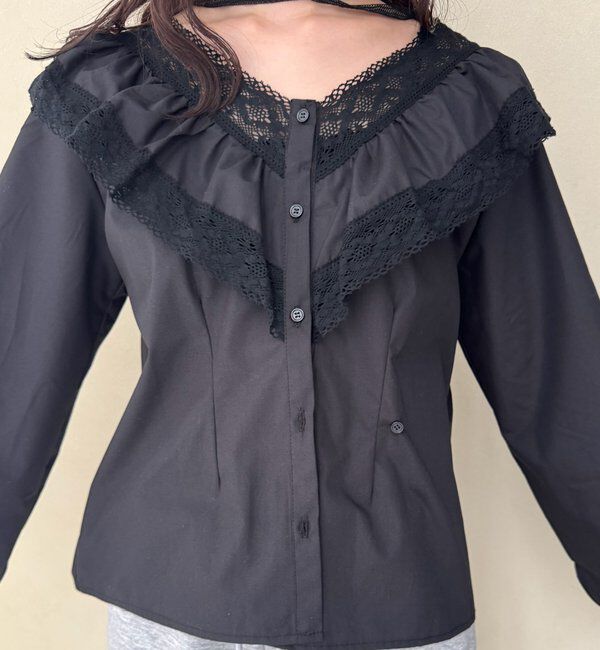  「【@lily.s_y企画】Vフリルシェイプブラウス」|シャツ・ブラウス|