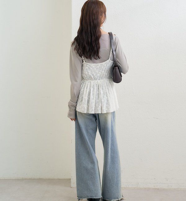  「Vギャザーレースキャミソール」|シャツ・ブラウス|