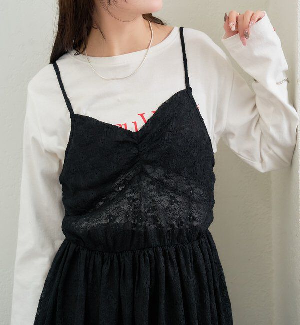  「Vギャザーレースキャミソール」|シャツ・ブラウス|