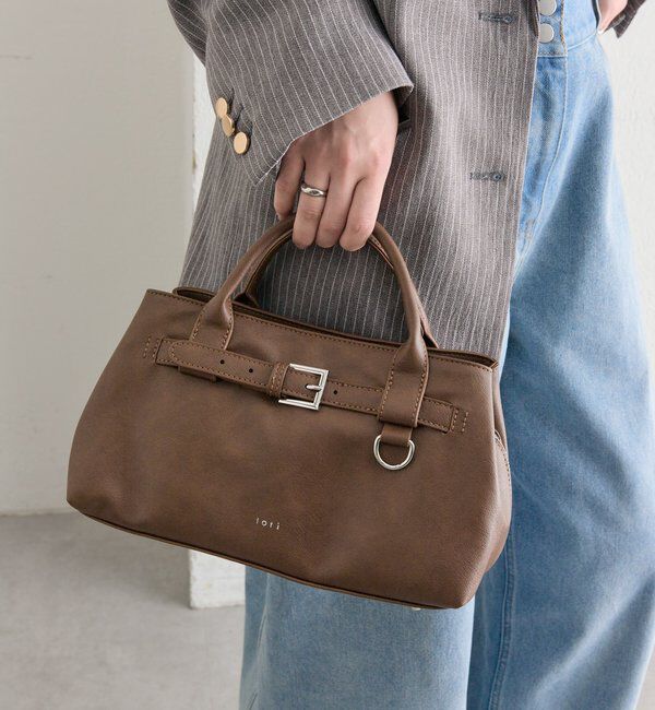  「loti ベルト付きボストンバッグ」|トートバッグ|ブラウン