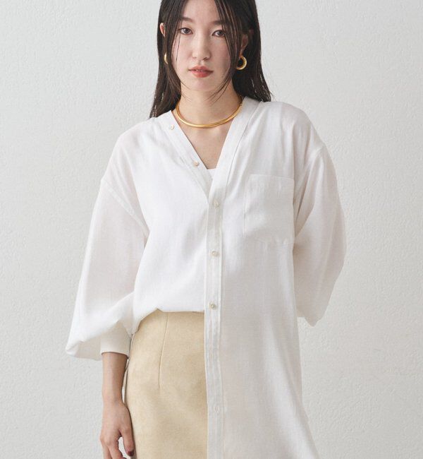  「袖リブV ブラウス」|シャツ・ブラウス|