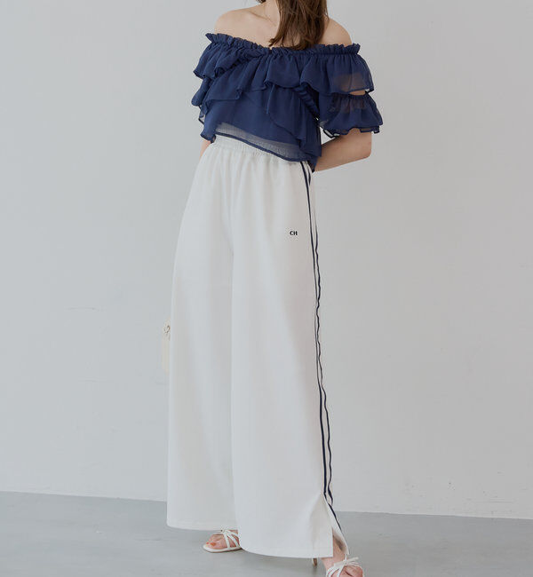  「【5色展開】シアーフラワーショルダースリットフリルブラウス」|シャツ・ブラウス|