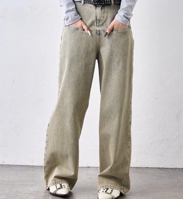  「SLASH POCKET BLAST WIDE DENIM」|デニム|ベージュその他1