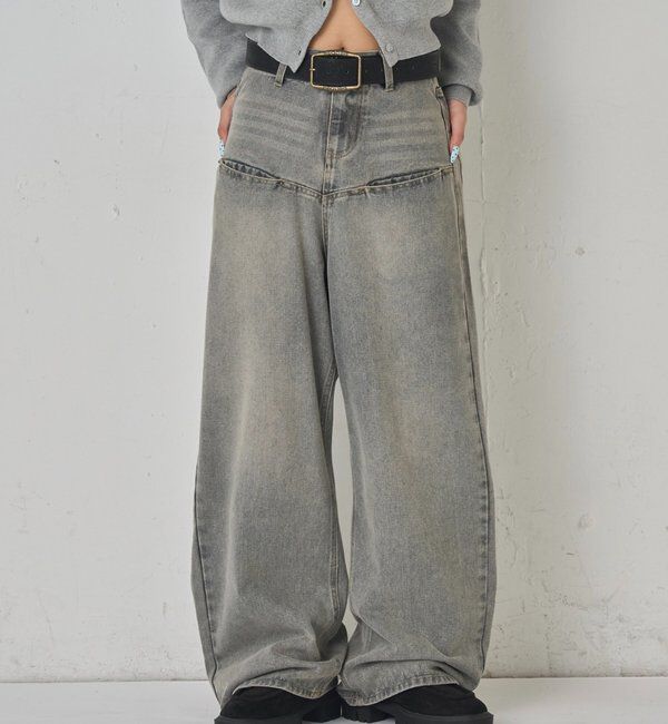  「SLASH POCKET BLAST WIDE DENIM」|デニム|グレーその他1