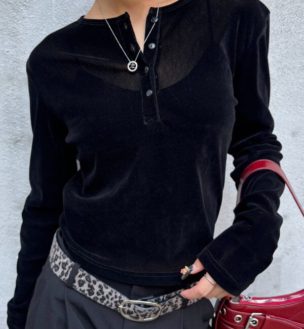  「フロッキーメッシュ ヘンリートップス」|Tシャツ・カットソー|