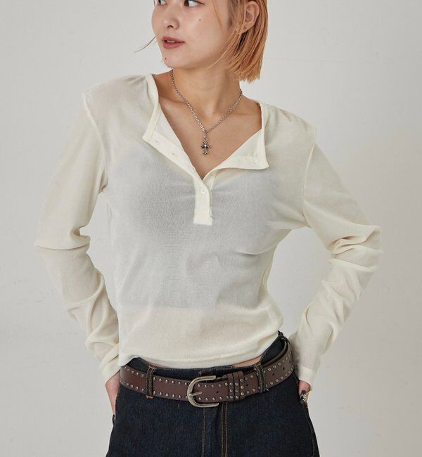  「フロッキーメッシュ ヘンリートップス」|Tシャツ・カットソー|