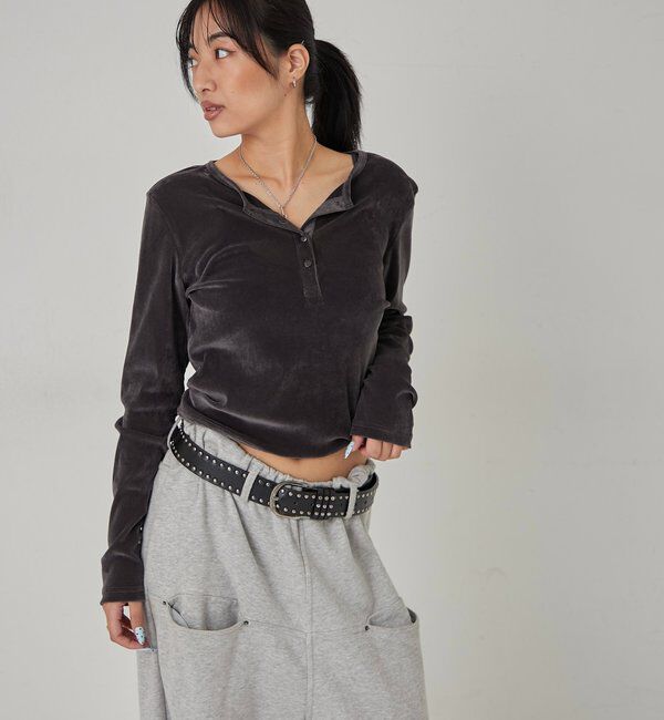  「フロッキーメッシュ ヘンリートップス」|Tシャツ・カットソー|